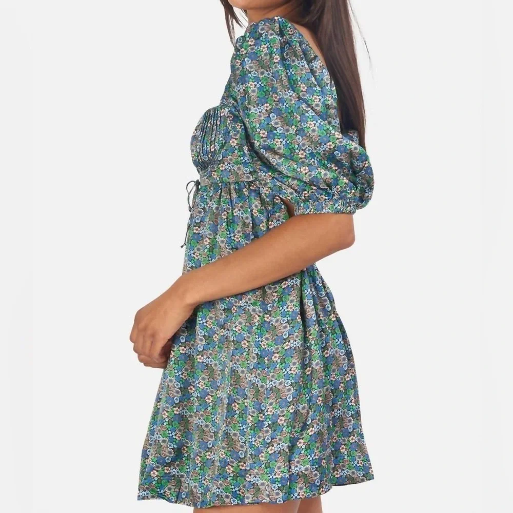 For Love And Lemons Alisa Mini Dress In Green - Picture 3 of 10